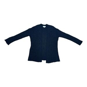 Nili Lotan Cotton Blend Black Open Front Open Knit Oversized Cardigan XS